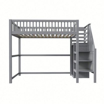 Weißes Kinder-Hochbett 90x200 mit Treppe & Aufbewahrungsregal – inkl. Kleiderschrank