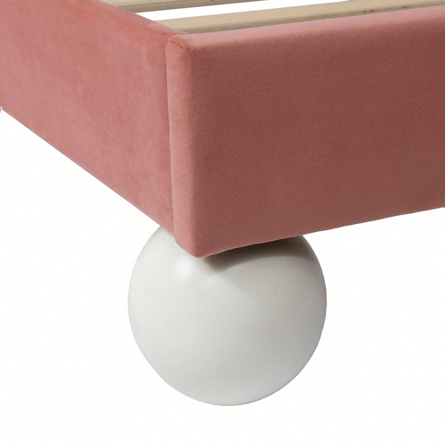 Polsterbett, Einzelbett, Kinderbett, Fliegeformiges Bettkopfteil, Farblich anpassbare LED-Lichtleiste unter dem Bett, stabiler Lattenrost, Samt, schönes Design, Beige + Rosa, 90x200cm