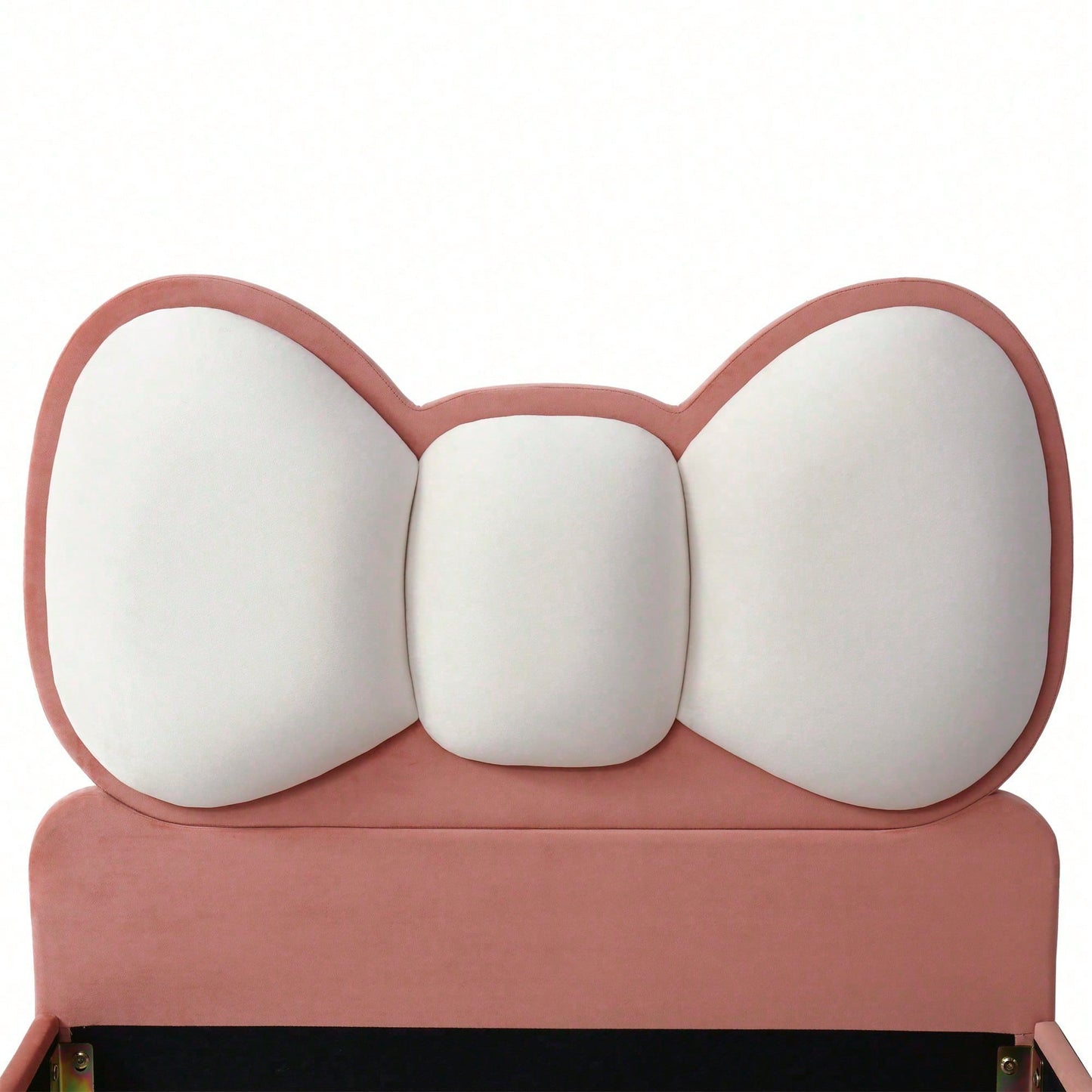 Polsterbett, Einzelbett, Kinderbett, Fliegeformiges Bettkopfteil, Farblich anpassbare LED-Lichtleiste unter dem Bett, stabiler Lattenrost, Samt, schönes Design, Beige + Rosa, 90x200cm