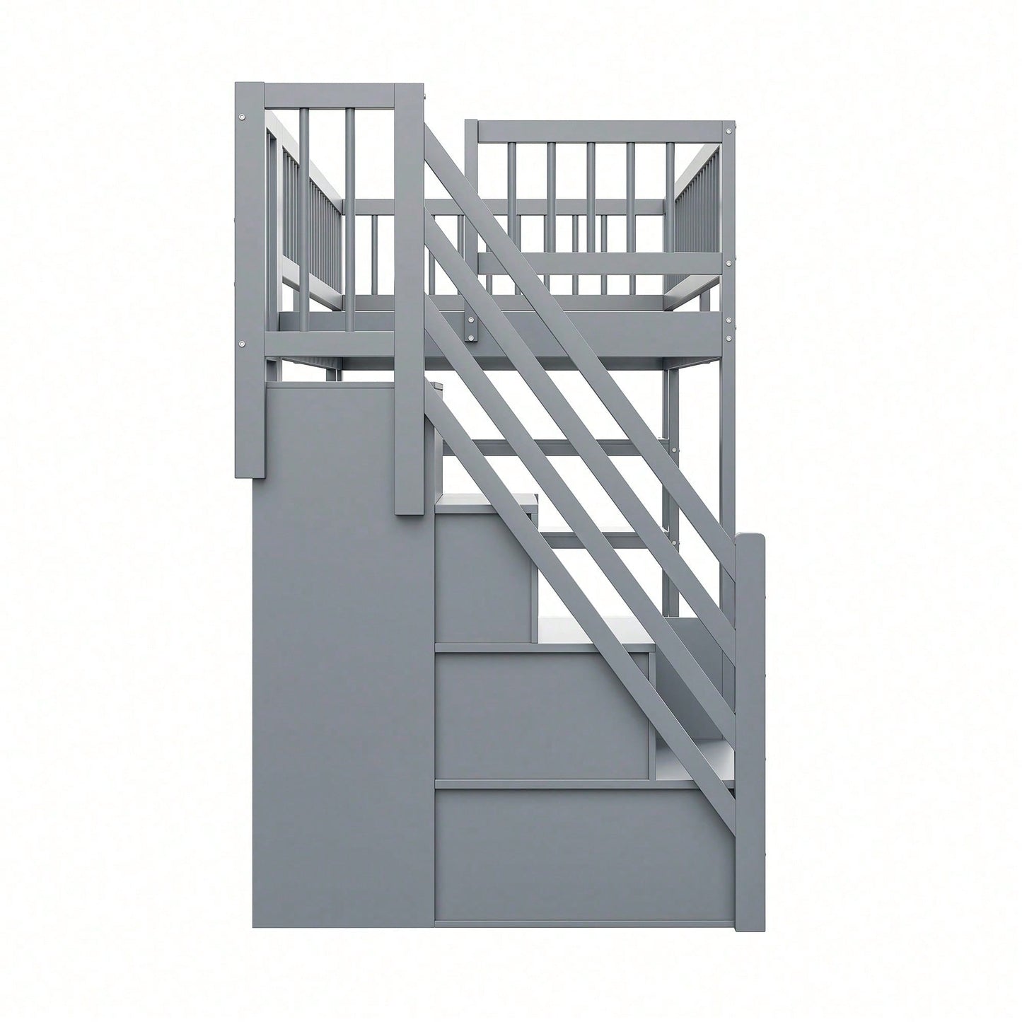 Hochbett 90x200 cm mit Kleiderschrank & Regalen – Sicherheitshochzaun, großer Stauraum & Kletterleiter – Massivholz, weiß, Multifunktions-Kinderbett