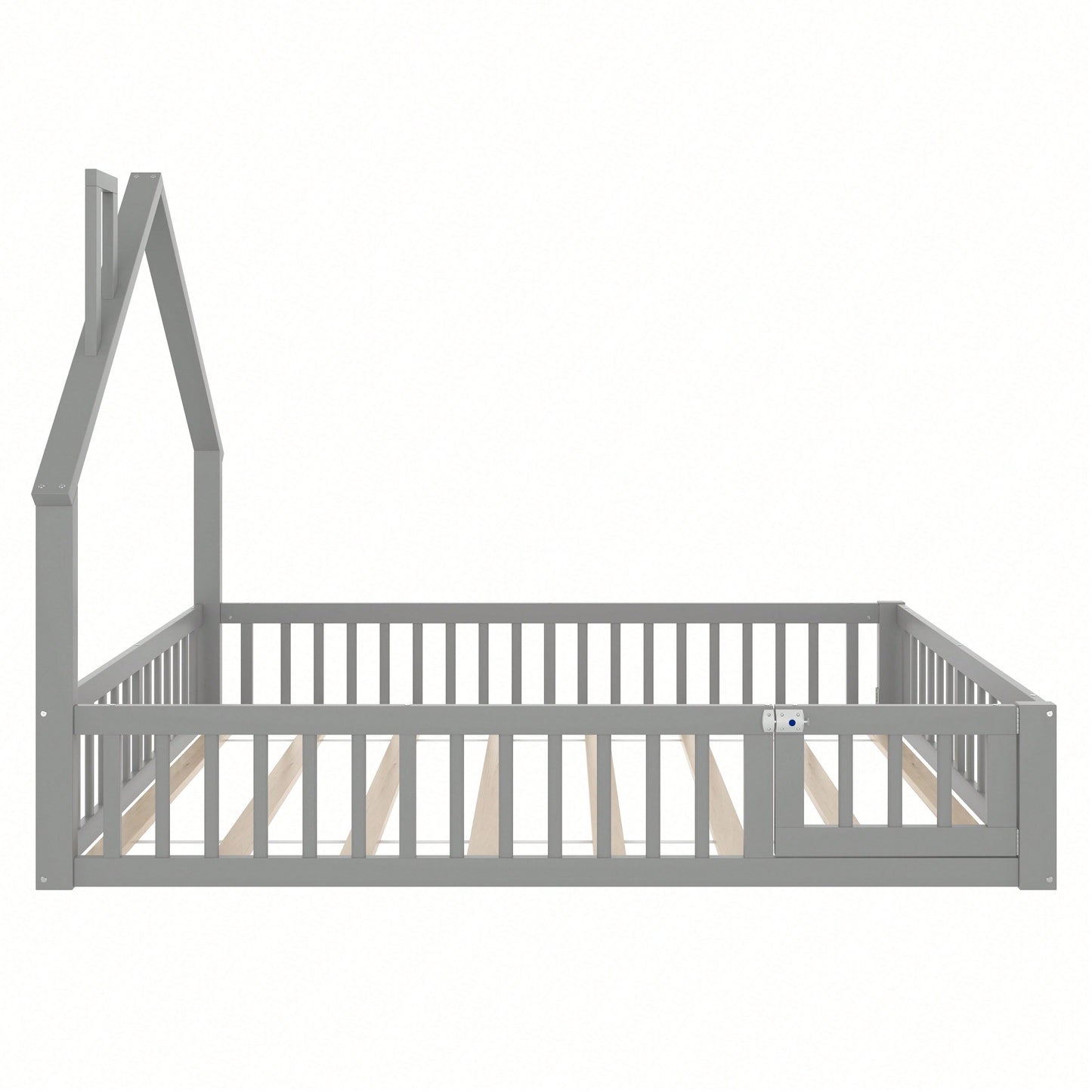 Weißes Polsterbett 140x190 cm - Kinderbett in Schornsteinform mit Lattenrost (ohne Matratze) - Minimalistisches Kiefernholz-Bett