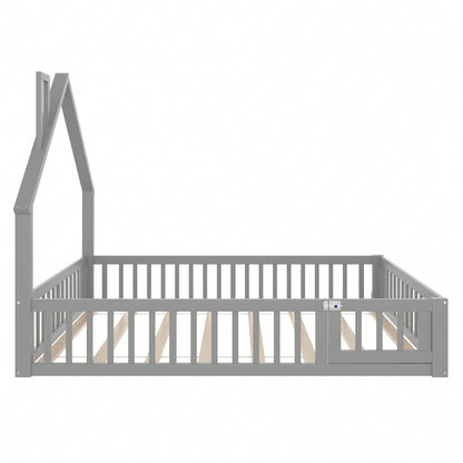 Weißes Polsterbett 140x190 cm - Kinderbett in Schornsteinform mit Lattenrost (ohne Matratze) - Minimalistisches Kiefernholz-Bett