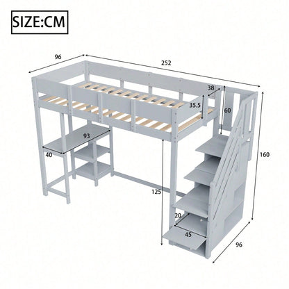 Etagenbett mit Stauraum 90x200 cm – Hochbett aus massivem Kiefernholz mit Lattenrost & Ablageflächen – Multifunktionales Kinder- und Jugendbett in Weiß (Stufenbett, Spielbett, Schlafmöbel)