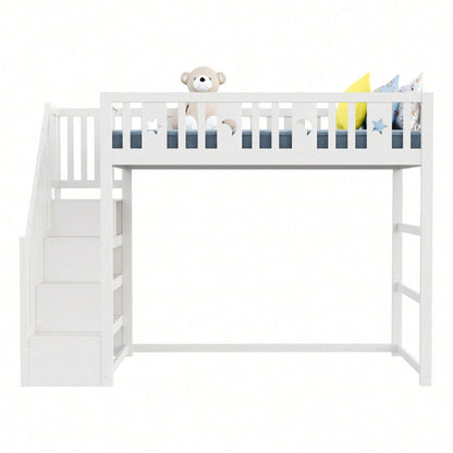 Kinderhochbett 90x200 cm mit Stauraum & Kletterleiter – Massivholz-Einzelbett mit Sicherheitsgeländer, Stern-Mond-Deko – Naturholzfarbe, langlebig & kindersicher