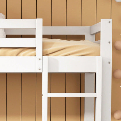 Weißes Kiefern-Etagenbett für Kinder – Sicher mit Winkelleiter & Absturzsicherung, Zerlegbar in 2 Einzelbetten (90x200 cm) – Flexibles Jugendbett mit Langlebigem Holzrahmen