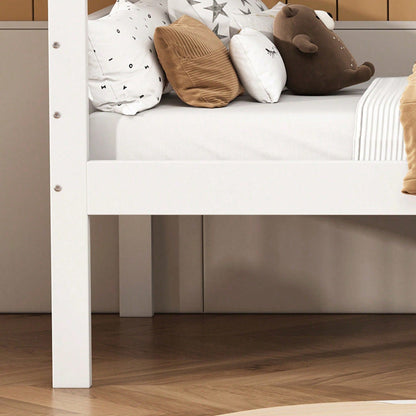 Weißes Kiefern-Etagenbett für Kinder – Sicher mit Winkelleiter & Absturzsicherung, Zerlegbar in 2 Einzelbetten (90x200 cm) – Flexibles Jugendbett mit Langlebigem Holzrahmen