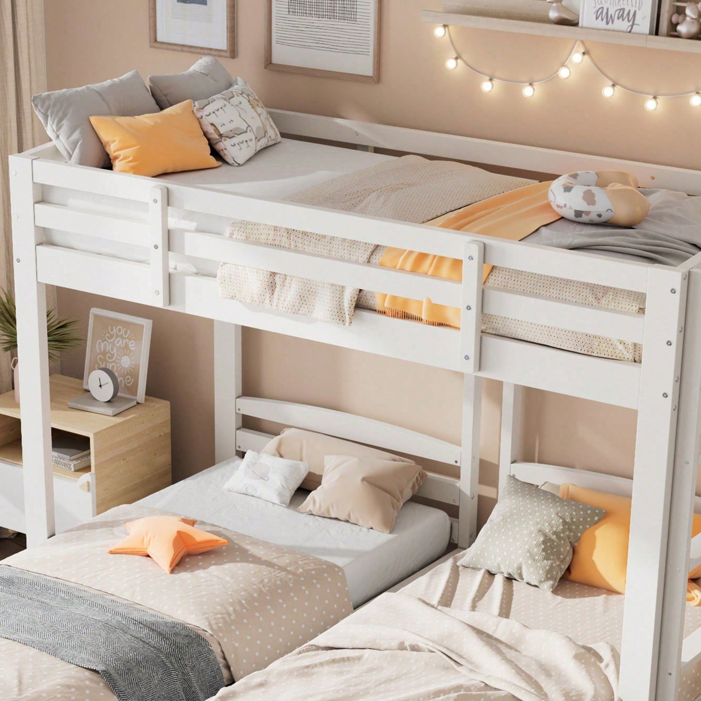 Etagenbett Dreierbett für Kinder & Jugendliche – Dreifaches Hochbett mit Seitenleiter, stabil & platzsparend – Weiß