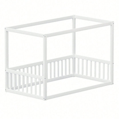 Kinder-Standbett 90 x 200 cm, Himmelbett Massivholz Bettgestell für Kinder Jugendliche Weiß