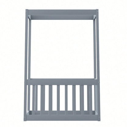 Kinder-Standbett 90 x 200 cm, Himmelbett Massivholz Bettgestell für Kinder Jugendliche Weiß