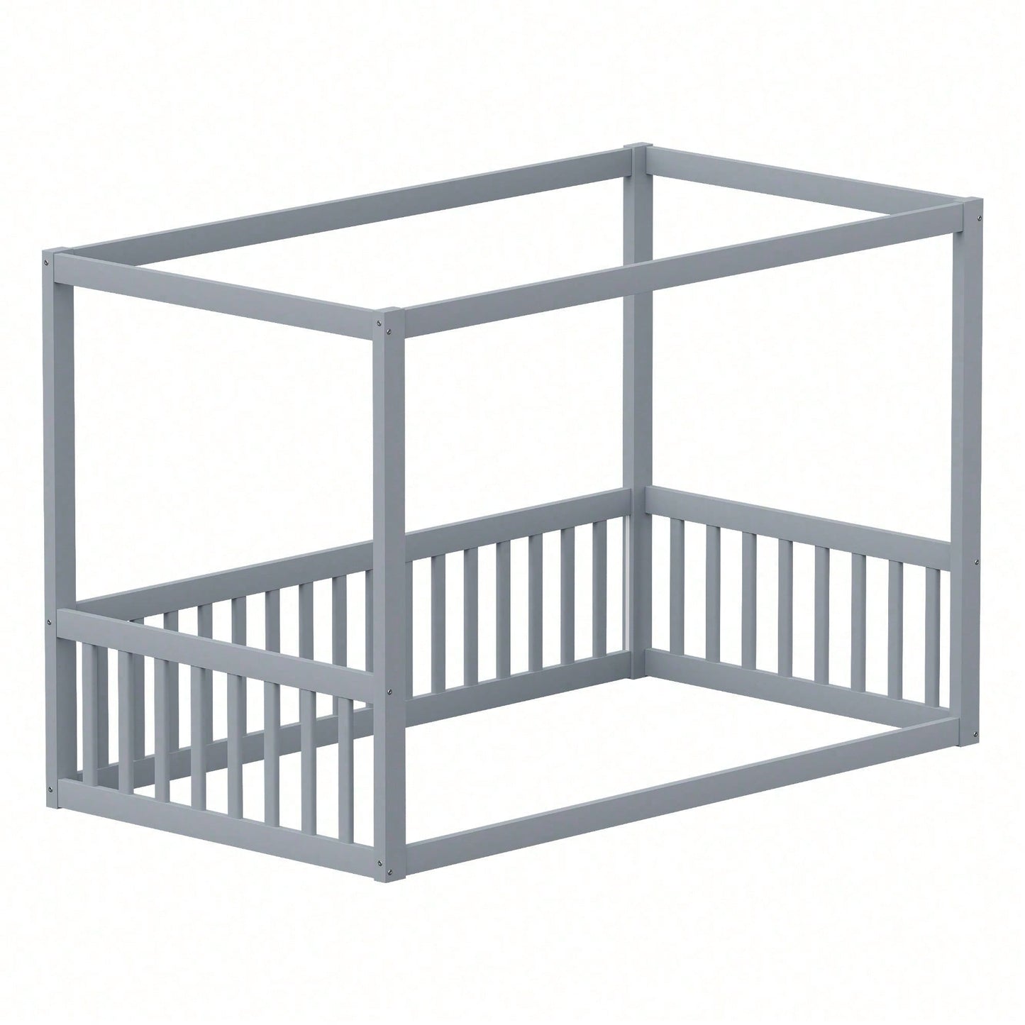 Kinder-Standbett 90 x 200 cm, Himmelbett Massivholz Bettgestell für Kinder Jugendliche Weiß