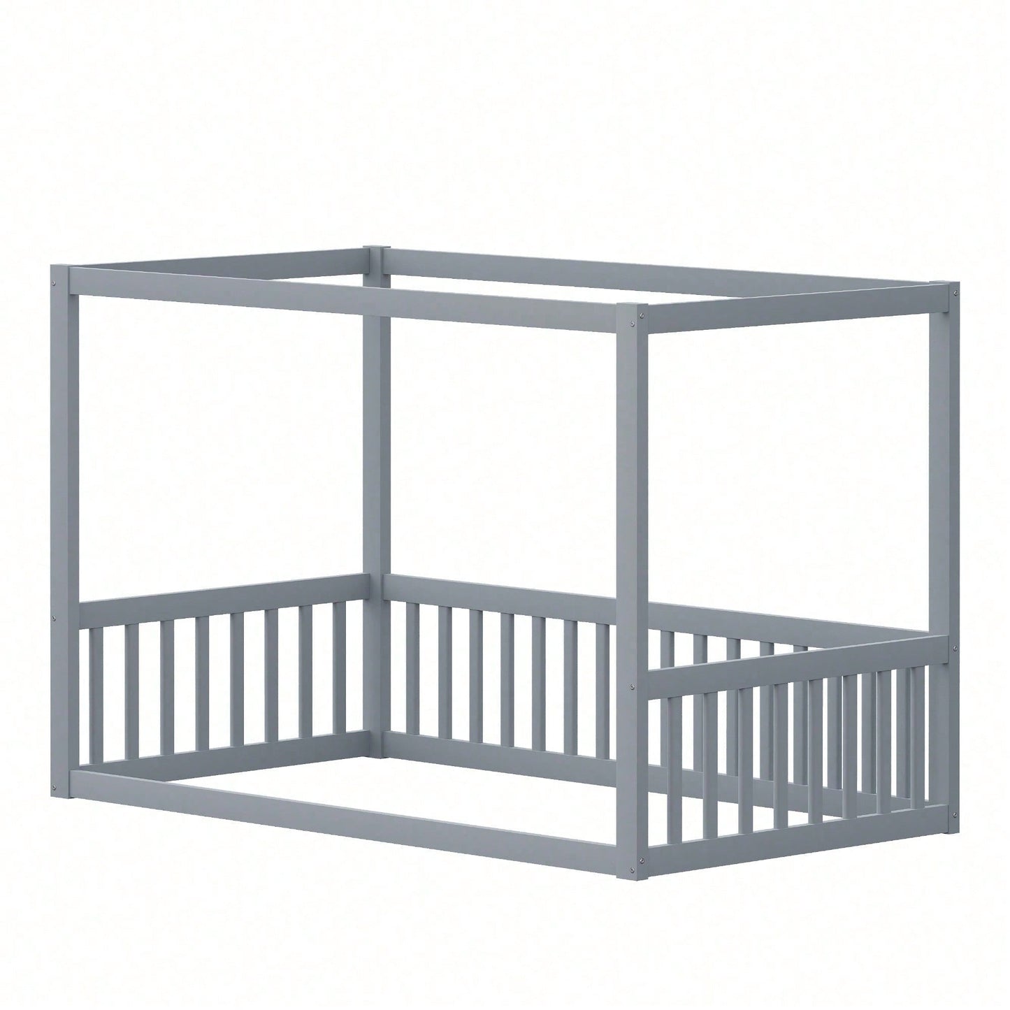 Kinder-Standbett 90 x 200 cm, Himmelbett Massivholz Bettgestell für Kinder Jugendliche Weiß
