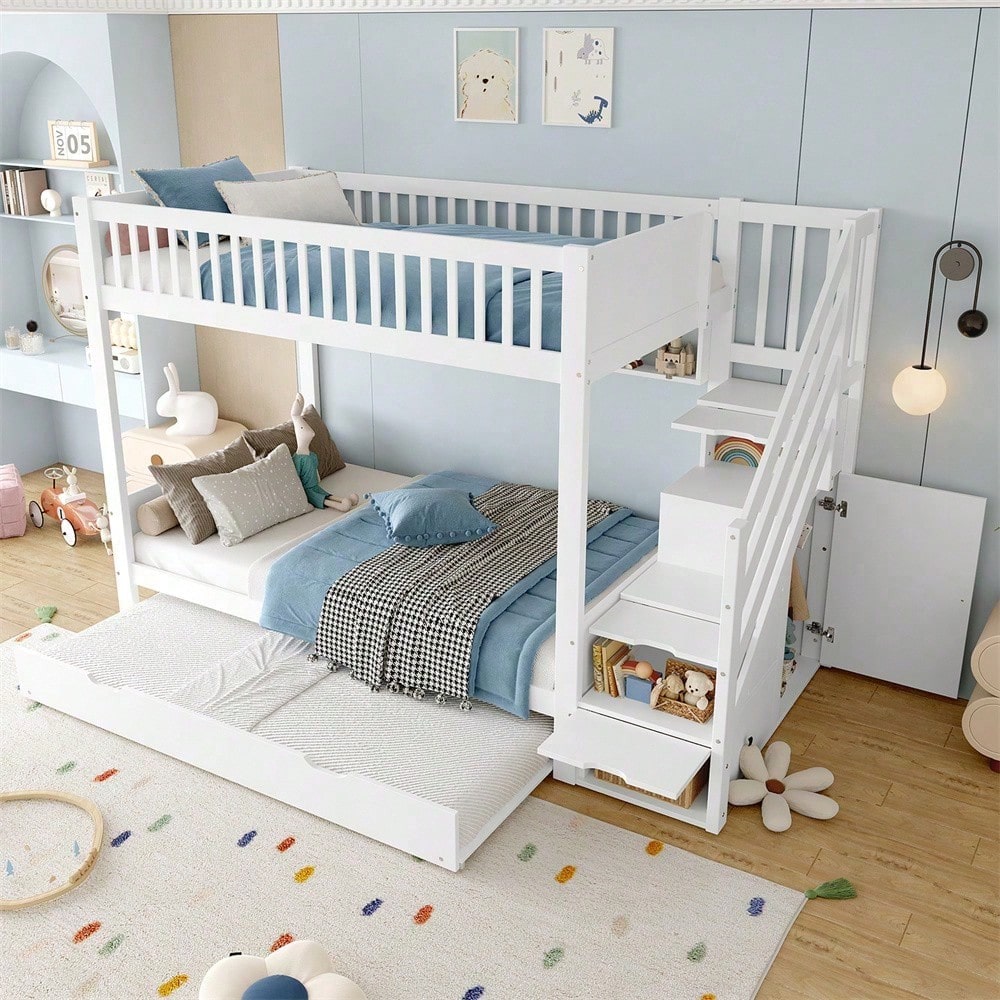 Kinder-Etagenbett mit Extra-Bett (90x200) - inkl. Schrank, Regal & Stauraum - weiß"  SEO-optimierte Versionen (für bessere Sichtbarkeit)
