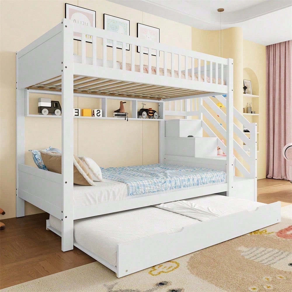Kinder-Etagenbett mit Extra-Bett (90x200) - inkl. Schrank, Regal & Stauraum - weiß"  SEO-optimierte Versionen (für bessere Sichtbarkeit)