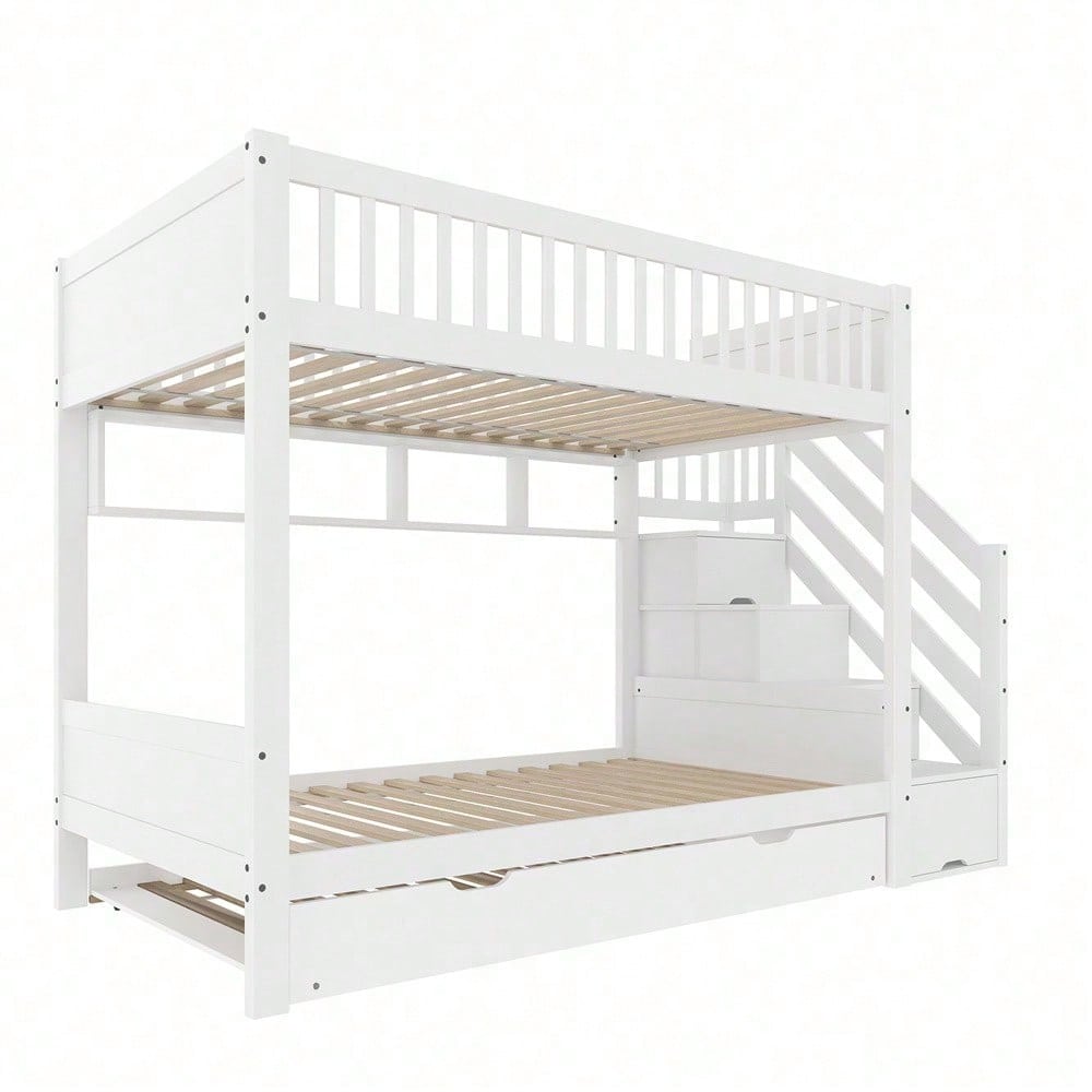 Kinder-Etagenbett mit Extra-Bett (90x200) - inkl. Schrank, Regal & Stauraum - weiß"  SEO-optimierte Versionen (für bessere Sichtbarkeit)
