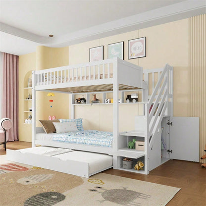 Kinder-Etagenbett mit Extra-Bett (90x200) - inkl. Schrank, Regal & Stauraum - weiß"  SEO-optimierte Versionen (für bessere Sichtbarkeit)