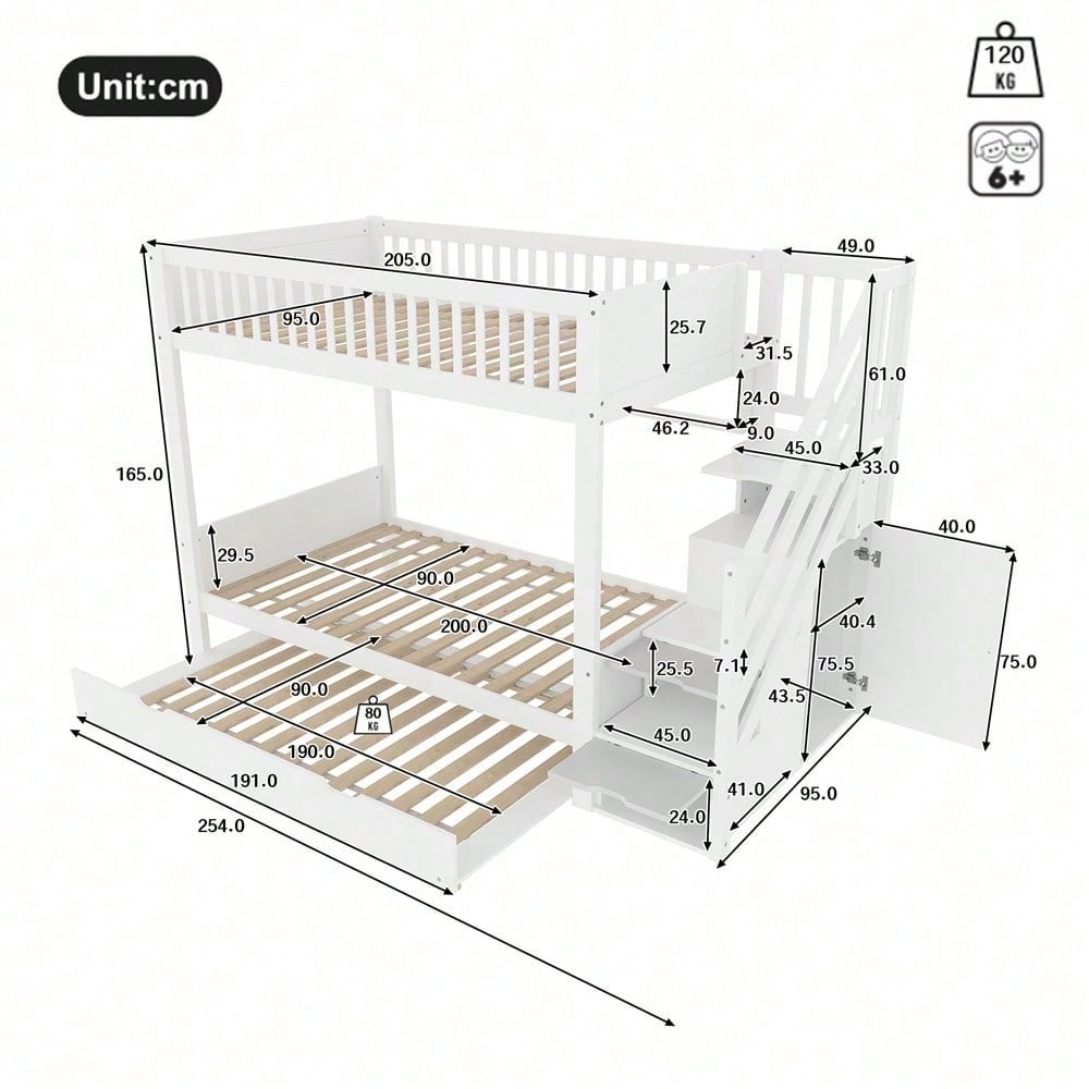 Kinder-Etagenbett mit Extra-Bett (90x200) - inkl. Schrank, Regal & Stauraum - weiß"  SEO-optimierte Versionen (für bessere Sichtbarkeit)