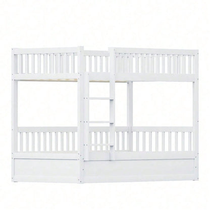 Kinder-Etagenbett 90 * 200 Massivholz Hydraulisches Lagersystem, Robustes und langlebiges Lagerbett für Kinder Weiß