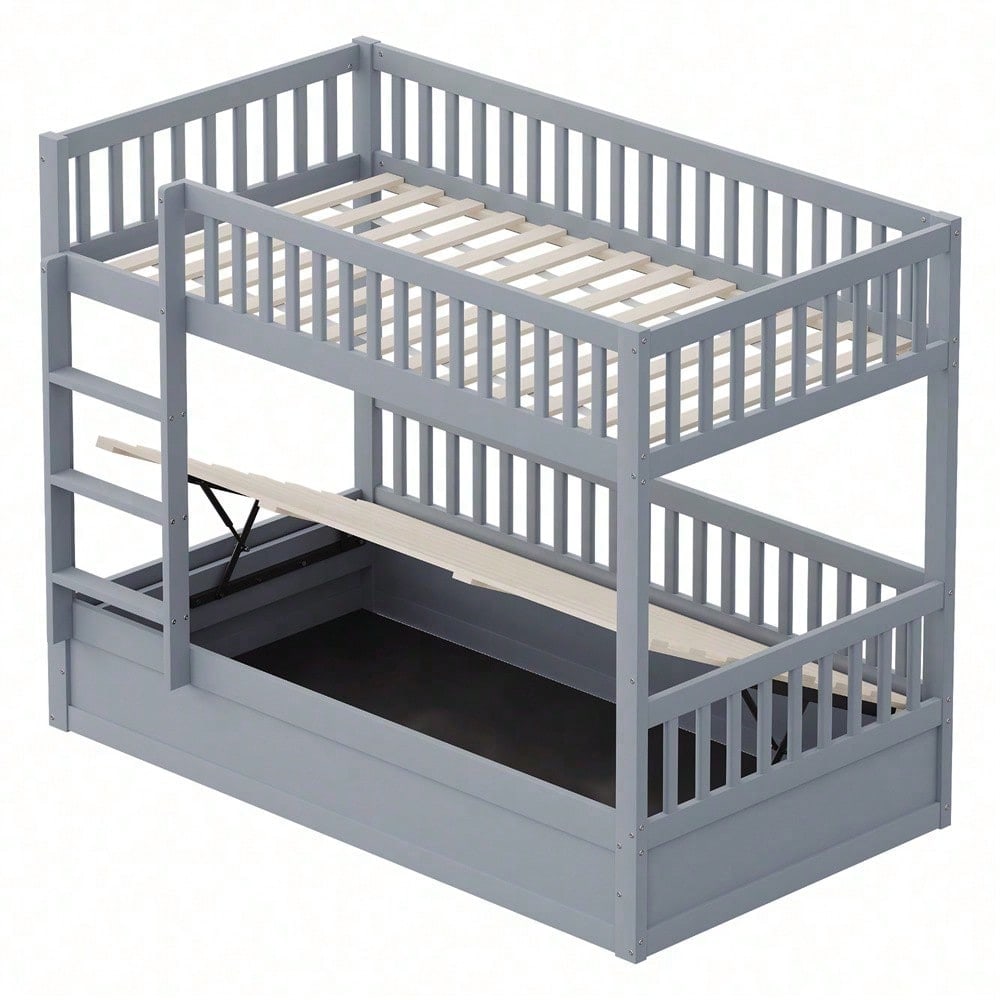 Kinder-Etagenbett 90 * 200 Massivholz Hydraulisches Lagersystem, Robustes und langlebiges Lagerbett für Kinder Weiß
