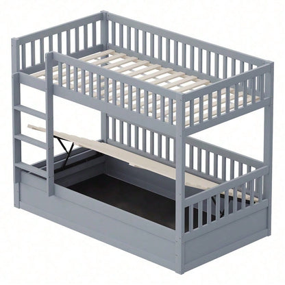 Kinder-Etagenbett 90 * 200 Massivholz Hydraulisches Lagersystem, Robustes und langlebiges Lagerbett für Kinder Weiß