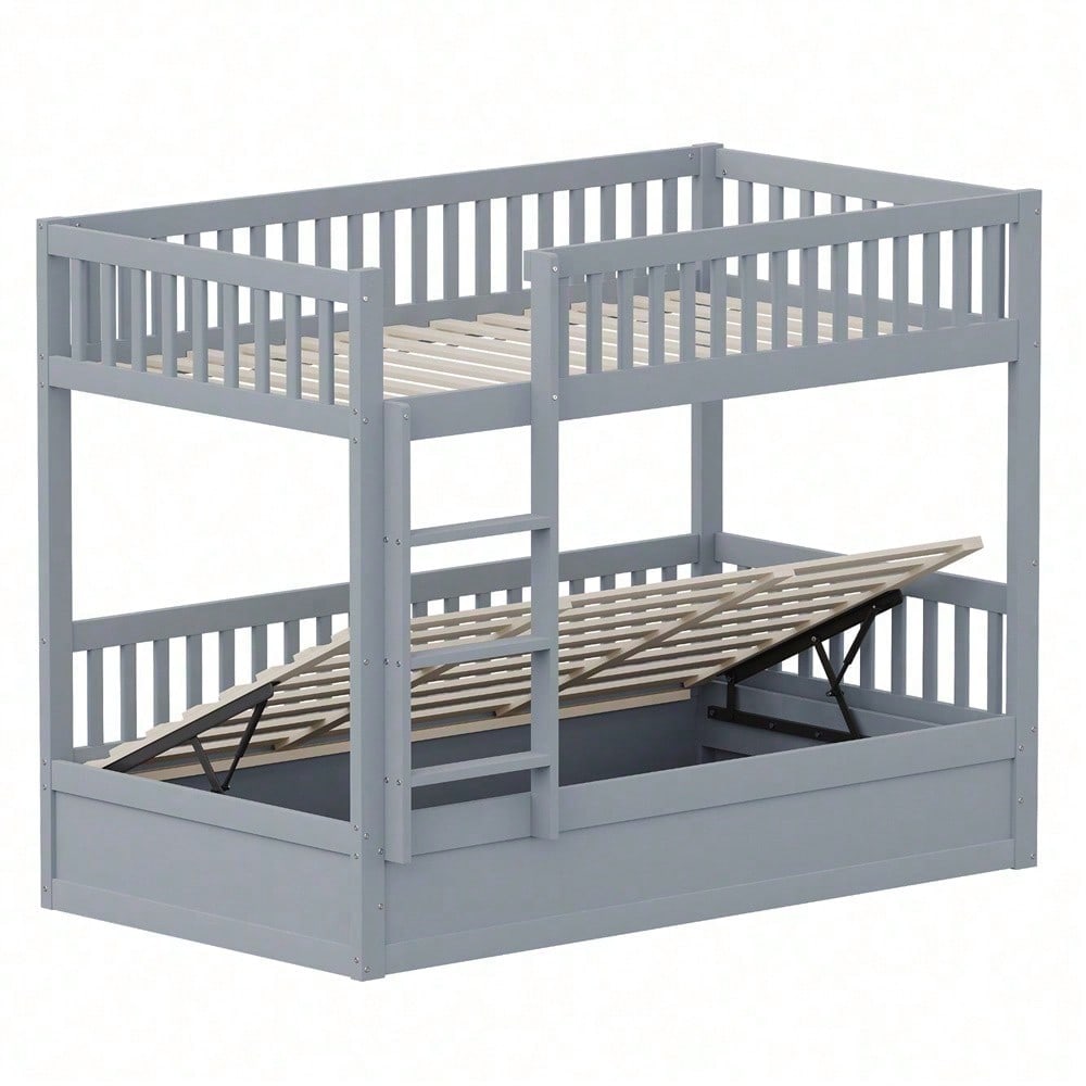 Kinder-Etagenbett 90 * 200 Massivholz Hydraulisches Lagersystem, Robustes und langlebiges Lagerbett für Kinder Weiß