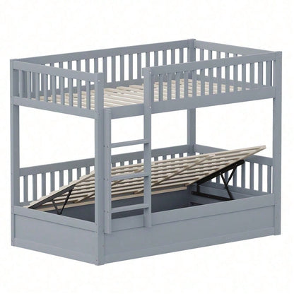 Kinder-Etagenbett 90 * 200 Massivholz Hydraulisches Lagersystem, Robustes und langlebiges Lagerbett für Kinder Weiß