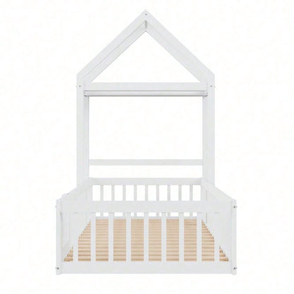 Weißes Kinderbett 90x200 cm aus Massivholz – mit Stauraum, Vollschutzgitter, Tür & Lattenrost