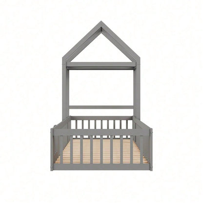 Weißes Kinderbett 90x200 cm aus Massivholz – mit Stauraum, Vollschutzgitter, Tür & Lattenrost