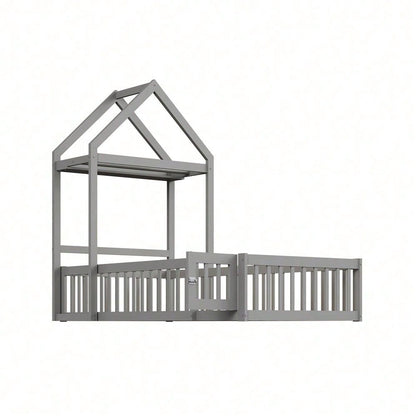 Weißes Kinderbett 90x200 cm aus Massivholz – mit Stauraum, Vollschutzgitter, Tür & Lattenrost