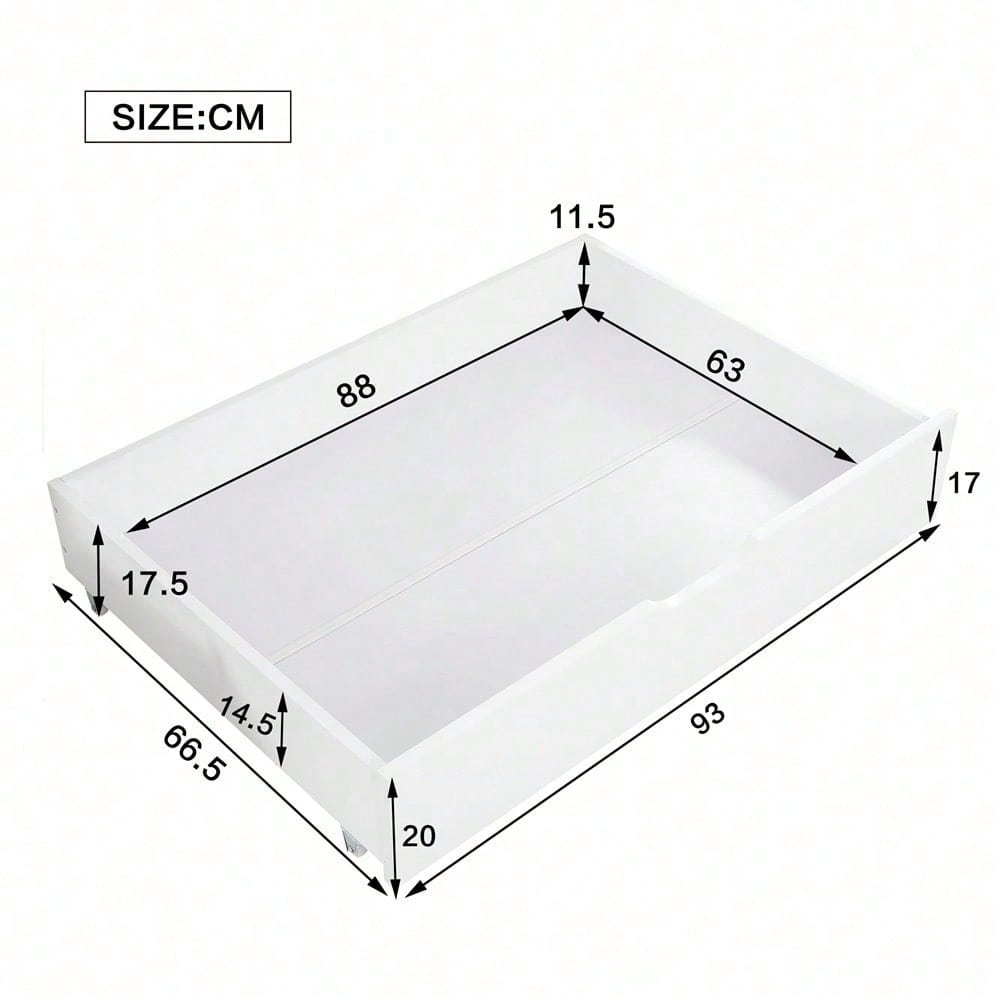 Etagenbett mit Rutsche und dreistufiger Winkelaufstiegsleiter, Hausbett mit mit Absturzsicherung und 2 Schubladen, Bettrahmen aus Massivholz, Weiß+Natur, 90x200cm