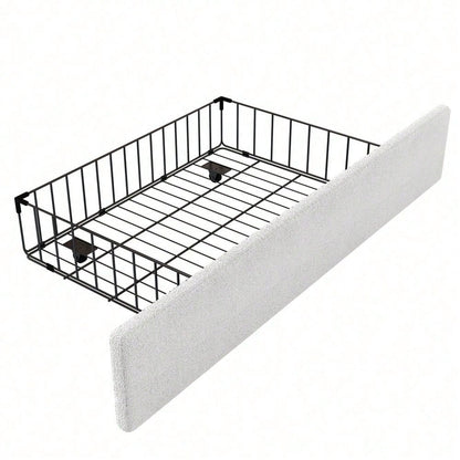 90*200cm Flaches Bett, gepolstert, Schafwolle resistent, Cartoon Kaninchenform, zwei Schubladen, rosa
