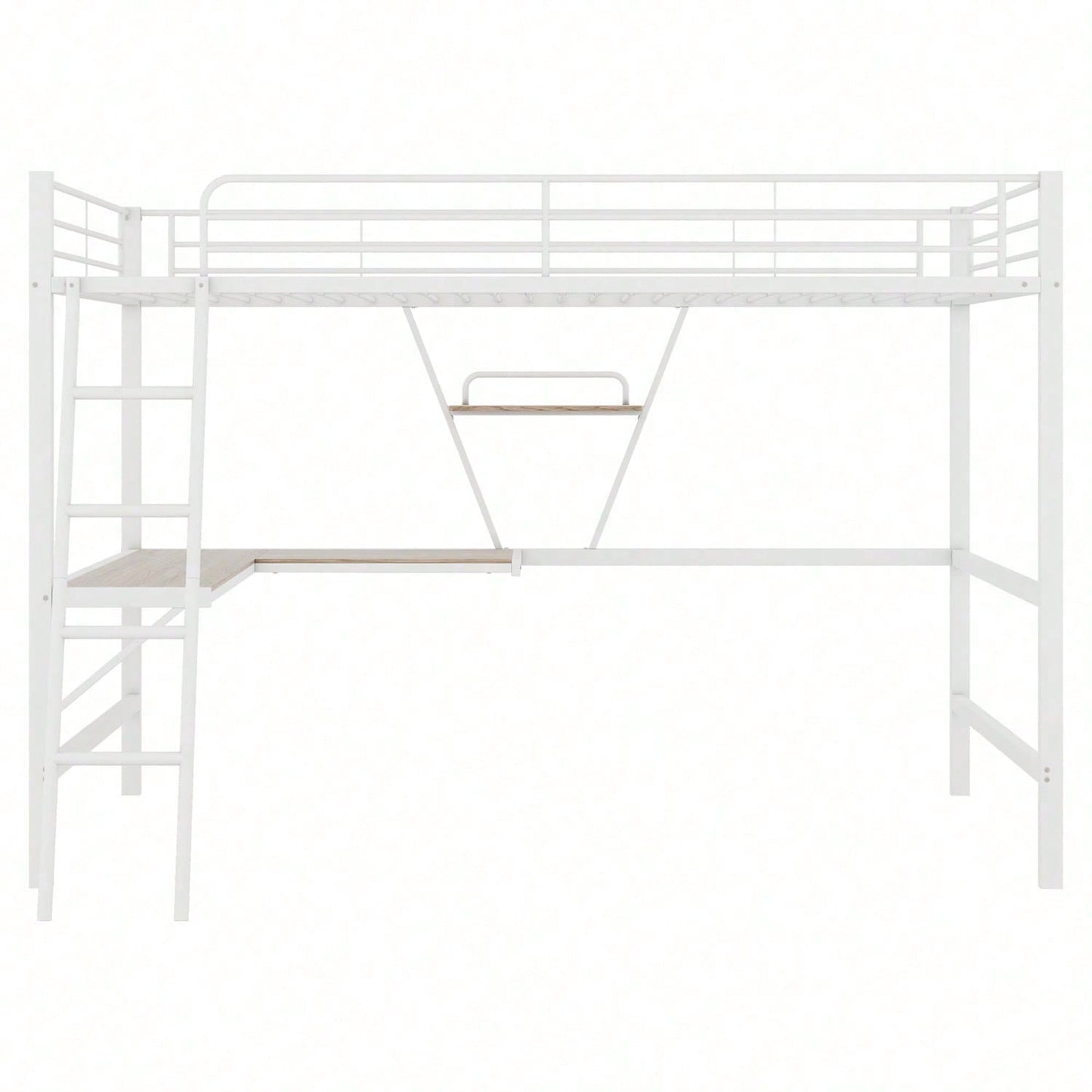 90x200cm Bettgestell Metallbett, Eisenbett, Hochbett mit L-förmigem Schreibtisch und einem Regal für Kinder, Jugendliche und Erwachsene, schwarz