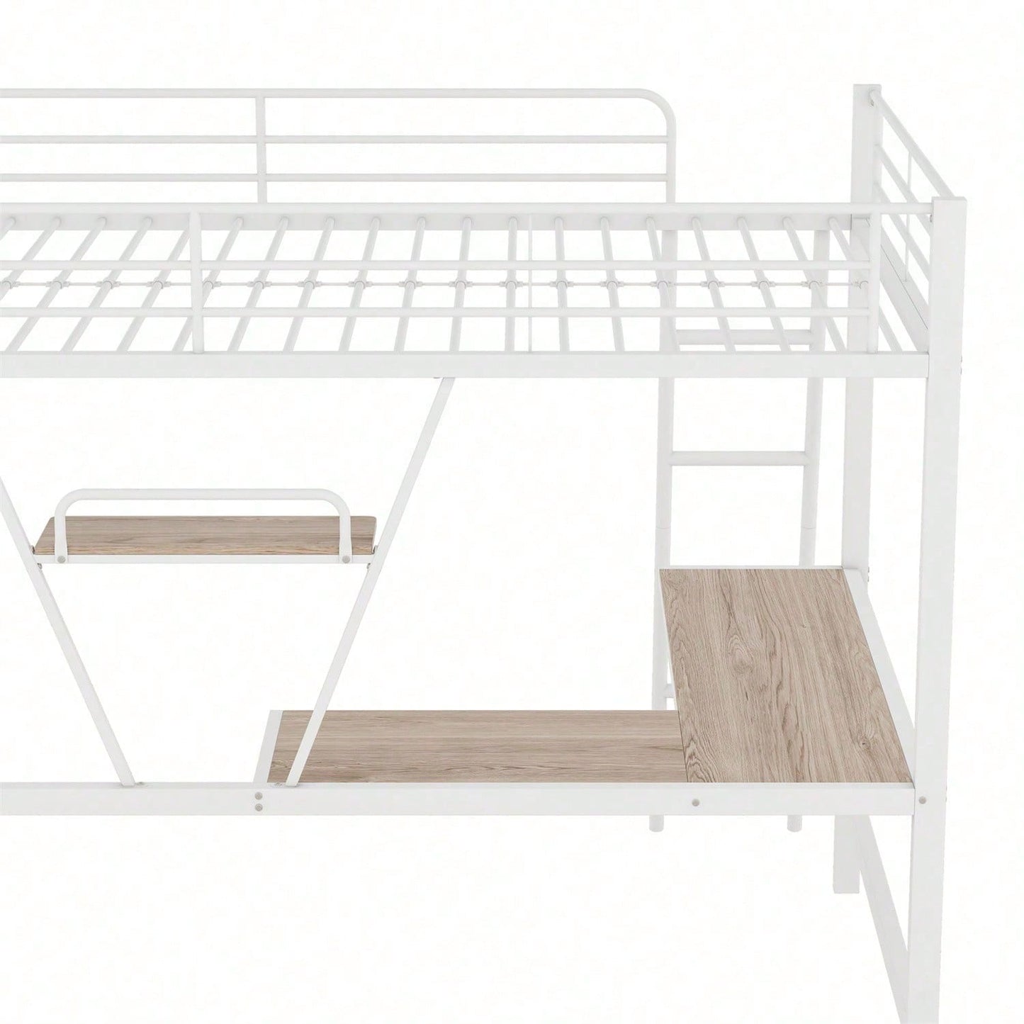 90x200cm Bettgestell Metallbett, Eisenbett, Hochbett mit L-förmigem Schreibtisch und einem Regal für Kinder, Jugendliche und Erwachsene, schwarz