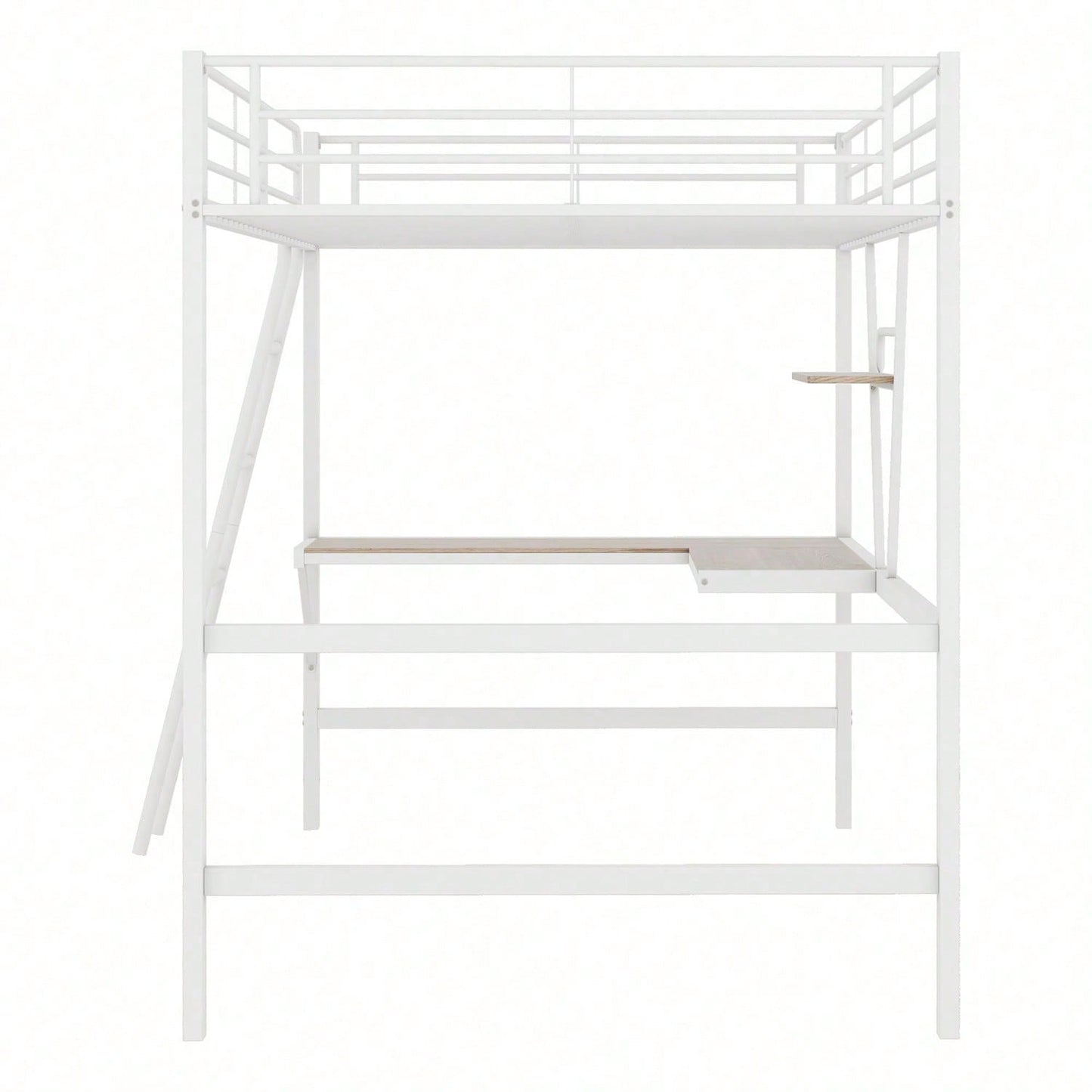 90x200cm Bettgestell Metallbett, Eisenbett, Hochbett mit L-förmigem Schreibtisch und einem Regal für Kinder, Jugendliche und Erwachsene, schwarz