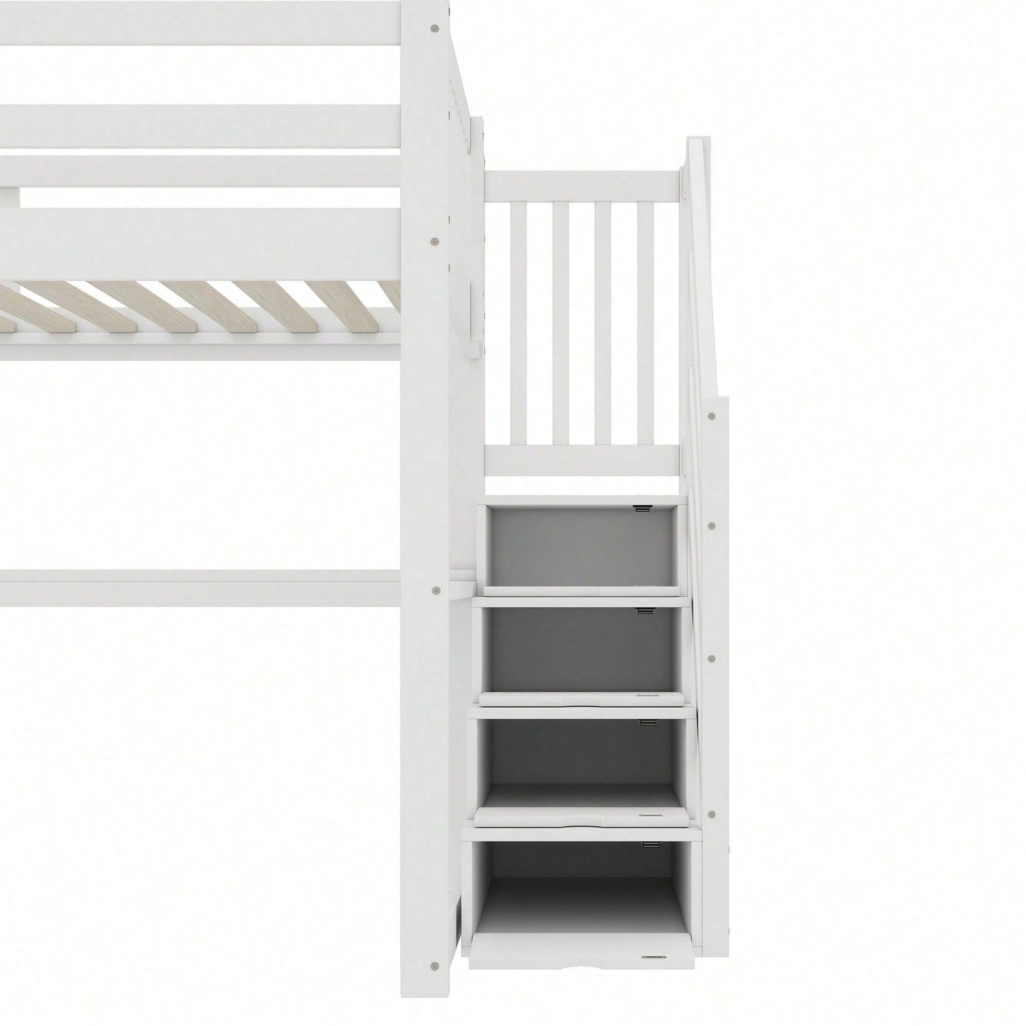 Hochbett ,140x 200 ,Kinderhochbett, mit Stauraumschubladen und Unterbettschreibtisch, Weiß