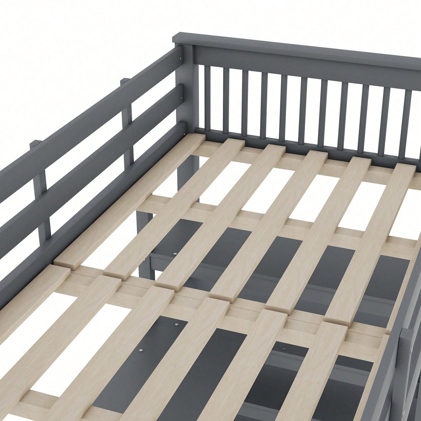 Hochbett, 90 x 200 ,Kinderhochbett mit Ablagefächern und Unterbettschreibtisch,Ohne Matratze, Weiß