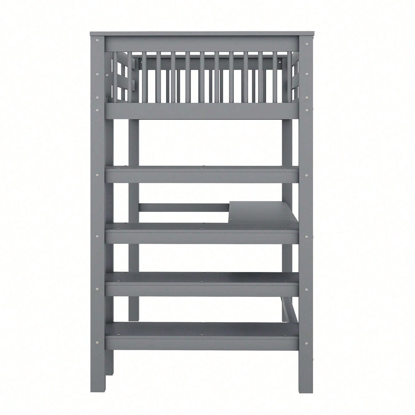 Hochbett, 90 x 200 ,Kinderhochbett mit Ablagefächern und Unterbettschreibtisch,Ohne Matratze, Weiß