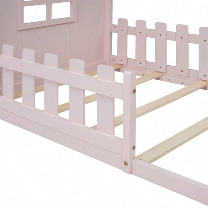 90*200cm Flachbett, Kinderbett, Hausleiste, weiß