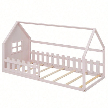 90*200cm Flachbett, Kinderbett, Hausleiste, weiß