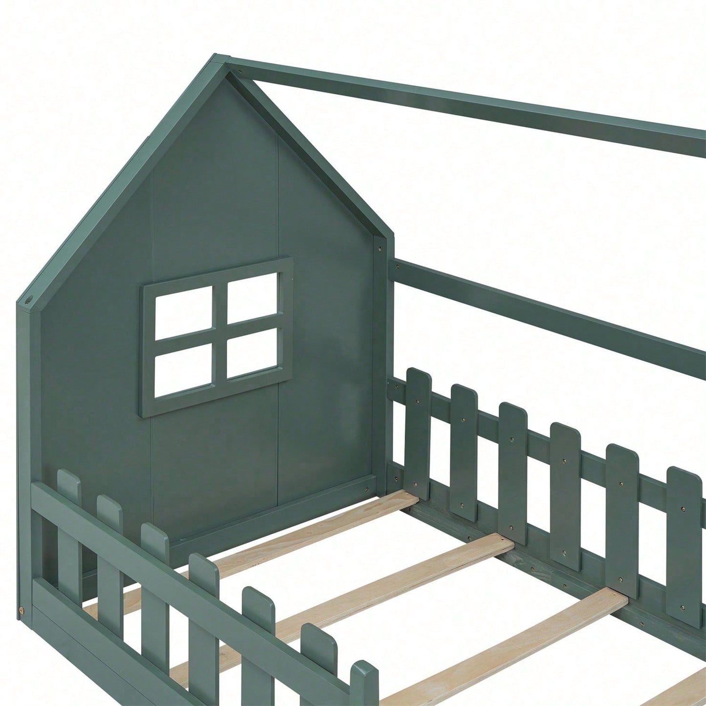 90*200cm Flachbett, Kinderbett, Hausleiste, weiß