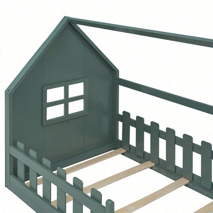 90*200cm Flachbett, Kinderbett, Hausleiste, weiß