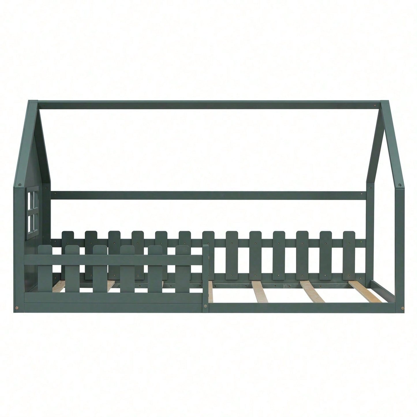 90*200cm Flachbett, Kinderbett, Hausleiste, weiß