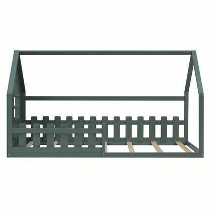 90*200cm Flachbett, Kinderbett, Hausleiste, weiß