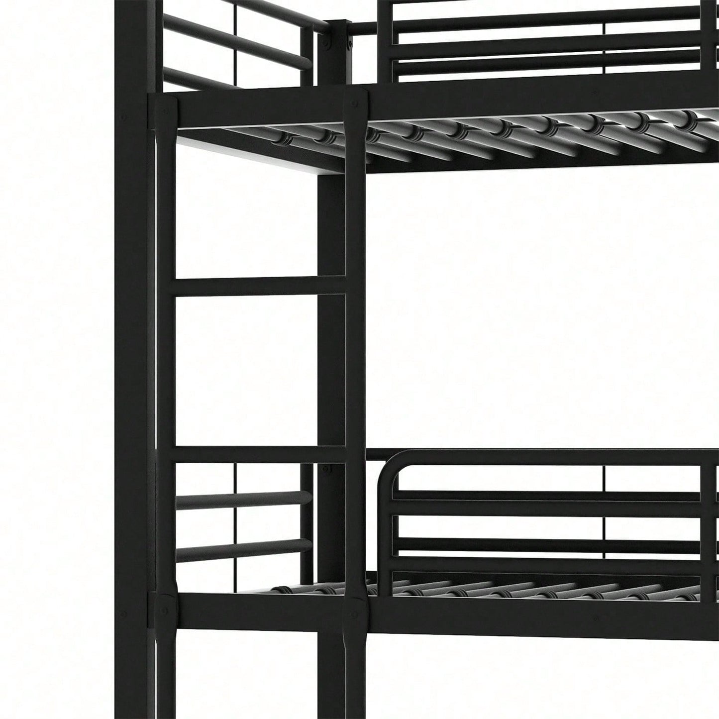90x200cm Bettgestell Metallbett,Etagenbett,Eisenbett, Dreifach-Etagenbett für Kinder, Jugendliche und Erwachsene, Schwarz