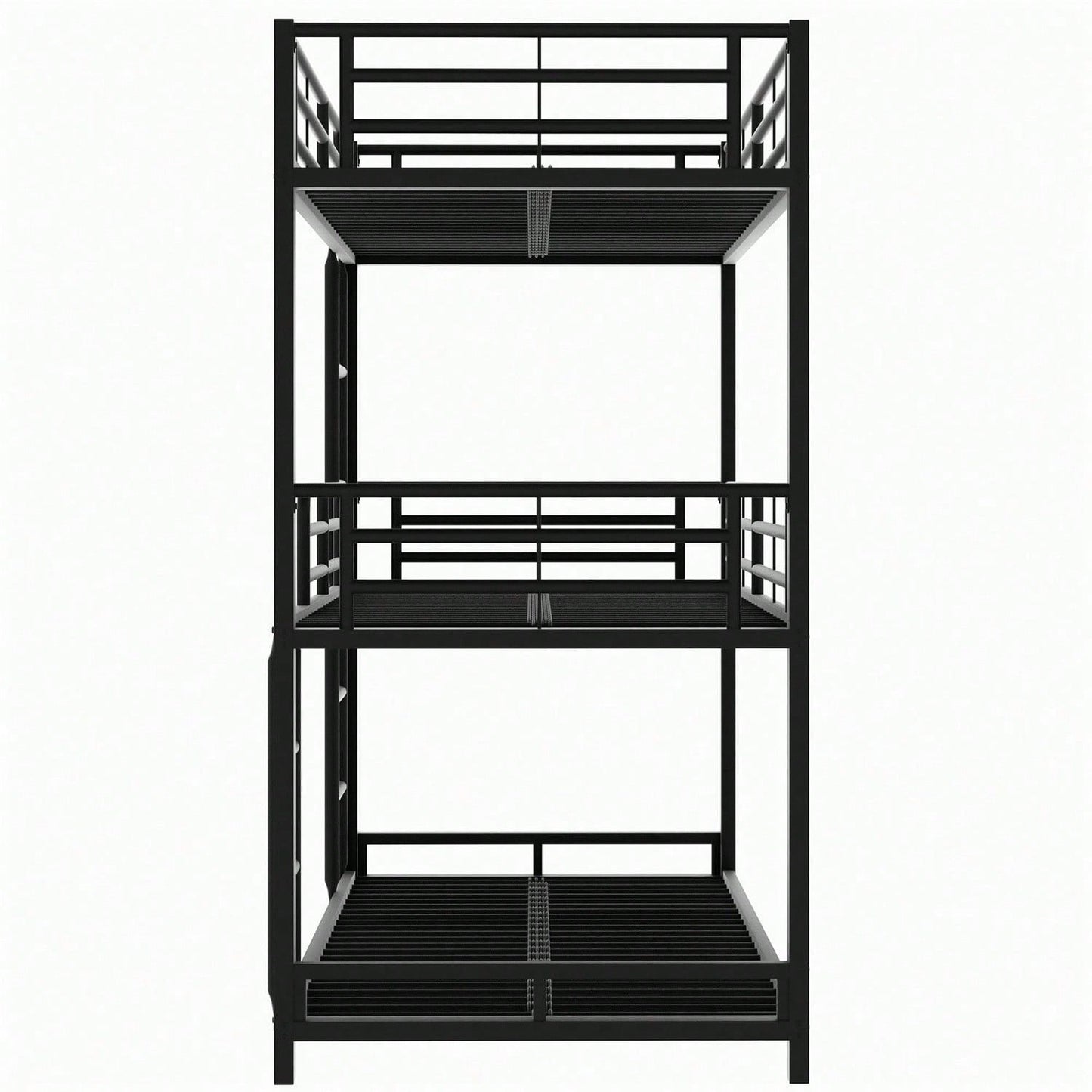 90x200cm Bettgestell Metallbett,Etagenbett,Eisenbett, Dreifach-Etagenbett für Kinder, Jugendliche und Erwachsene, Schwarz