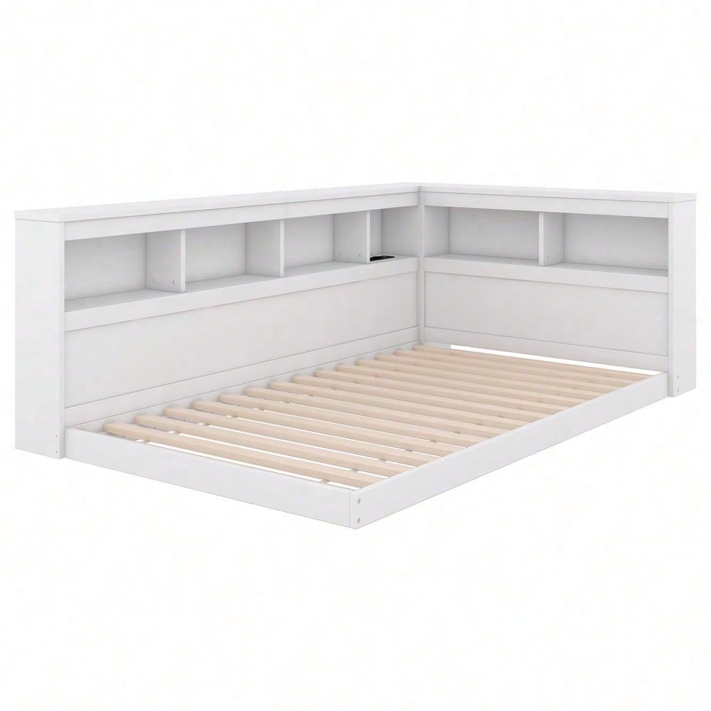 Daybett, 90 x 200 cm, Schlafsofa, Tagesbett, Mit Steckdose und 2 USB-Anschlüssen, Bett mit Lattenrost (ohne Matratze), Spanplatte, Weiß