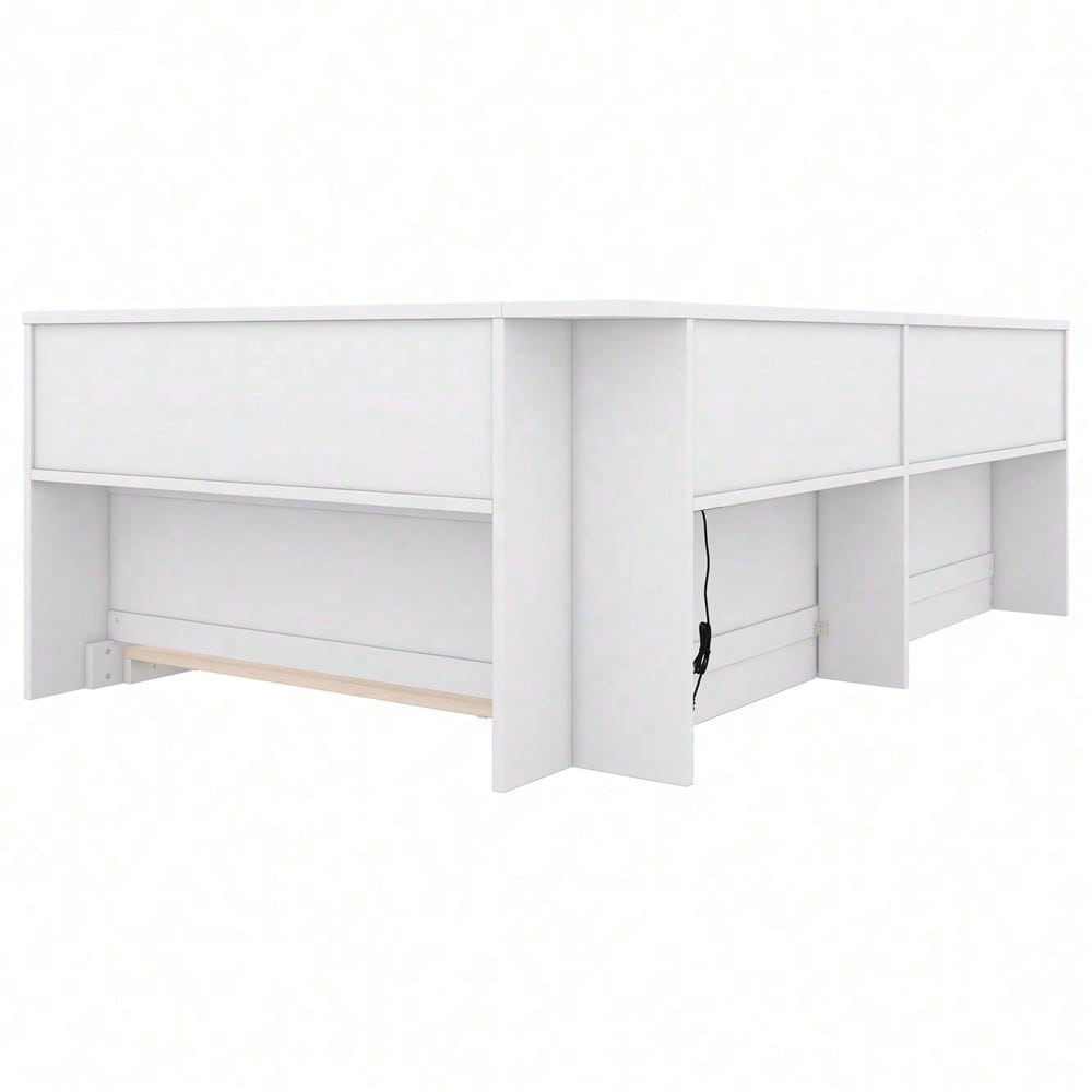 Daybett, 90 x 200 cm, Schlafsofa, Tagesbett, Mit Steckdose und 2 USB-Anschlüssen, Bett mit Lattenrost (ohne Matratze), Spanplatte, Weiß