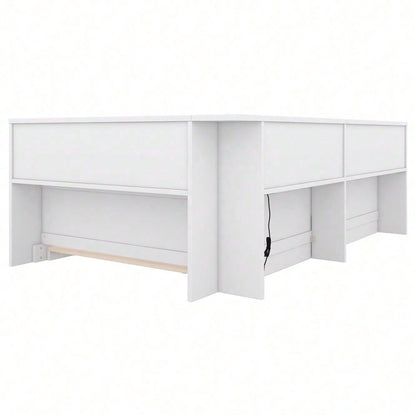 Daybett, 90 x 200 cm, Schlafsofa, Tagesbett, Mit Steckdose und 2 USB-Anschlüssen, Bett mit Lattenrost (ohne Matratze), Spanplatte, Weiß