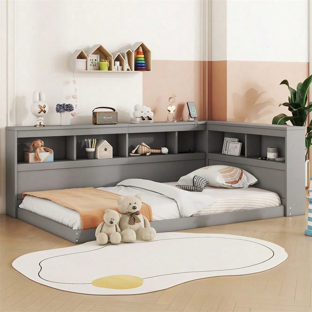 Daybett, 90 x 200 cm, Schlafsofa, Tagesbett, Mit Steckdose und 2 USB-Anschlüssen, Bett mit Lattenrost (ohne Matratze), Spanplatte, Weiß