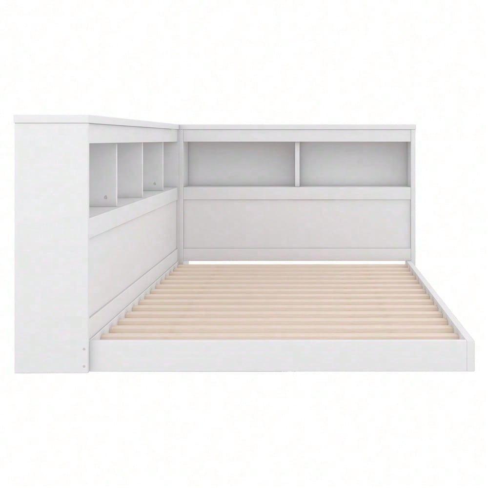 Daybett, 90 x 200 cm, Schlafsofa, Tagesbett, Mit Steckdose und 2 USB-Anschlüssen, Bett mit Lattenrost (ohne Matratze), Spanplatte, Weiß