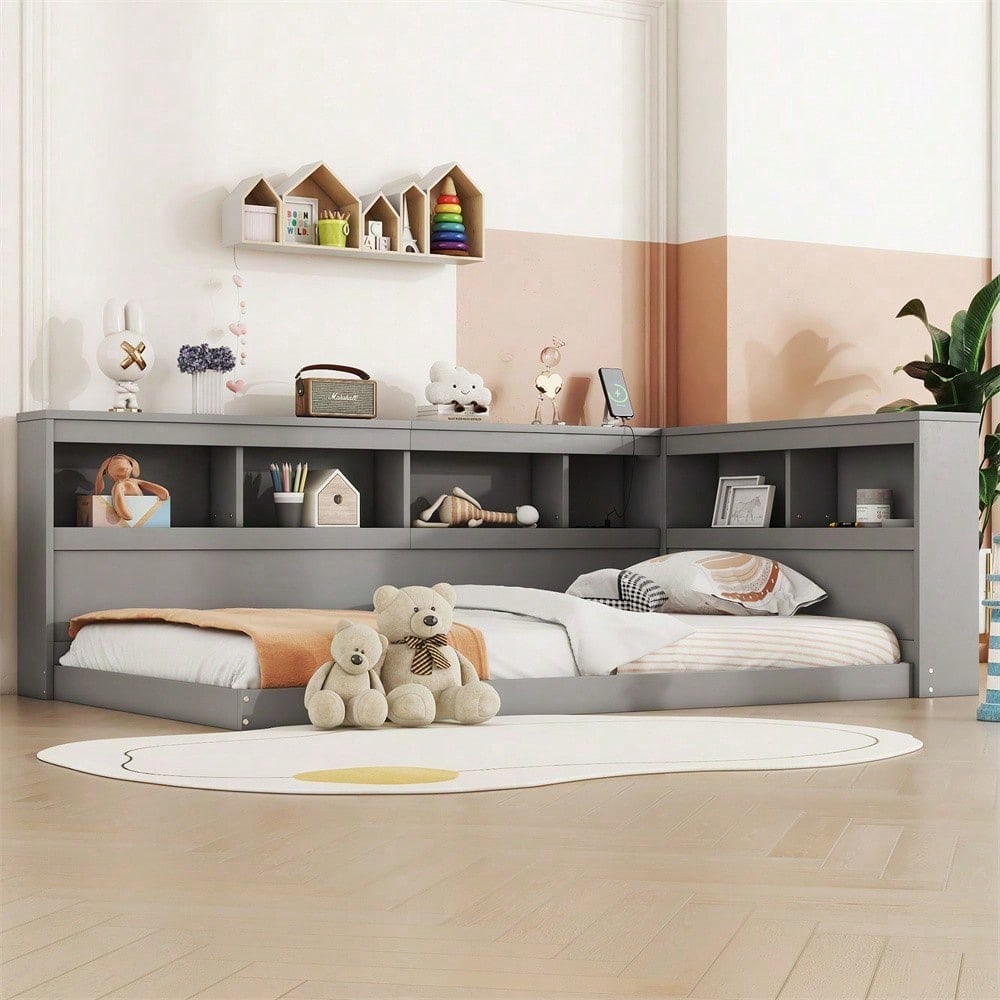 Daybett, 90 x 200 cm, Schlafsofa, Tagesbett, Mit Steckdose und 2 USB-Anschlüssen, Bett mit Lattenrost (ohne Matratze), Spanplatte, Weiß